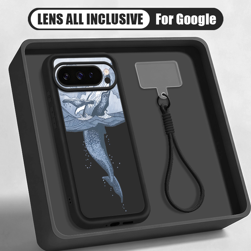 Lanyard Phone Strap - Kambur Balina Baskılı Bileklik Askılı Kılıf