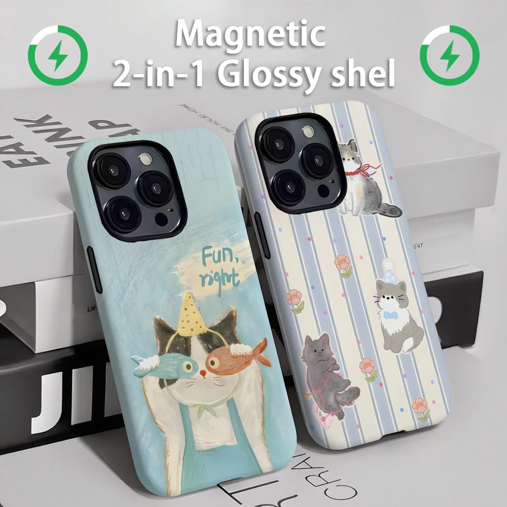 Phone Accessories Magnetic - Sevimli kediler ve köpekler Telefon Kılıfı