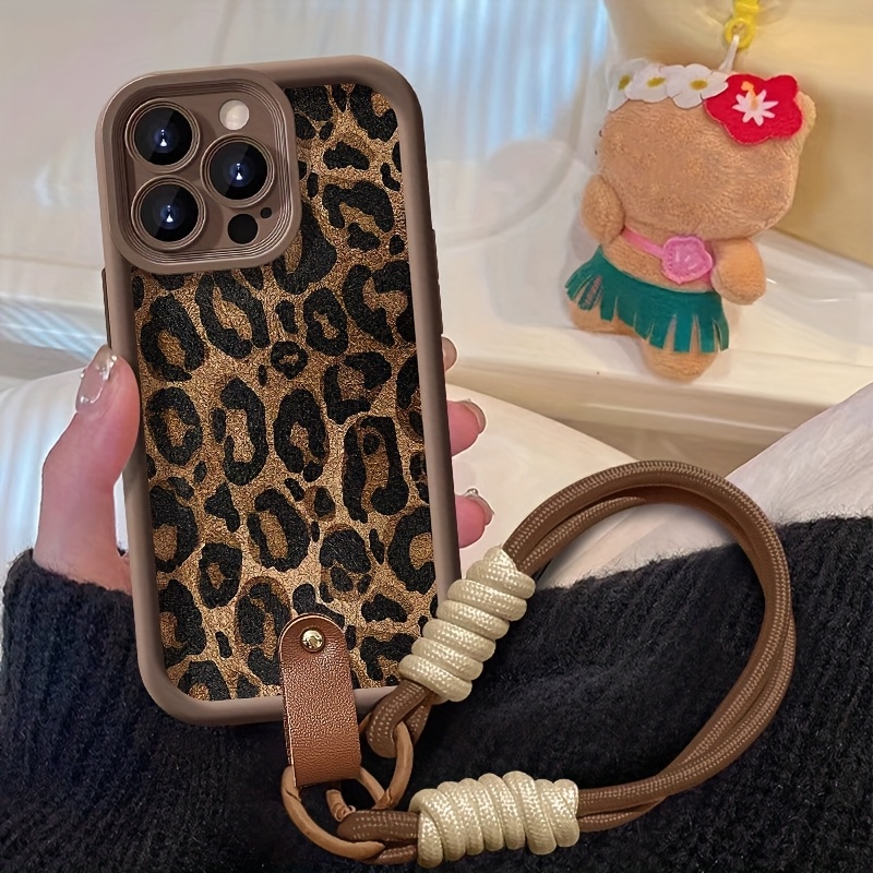 Lanyard Phone Strap - Leopar Desenli Bileklik Askılı Telefon Kılıfı