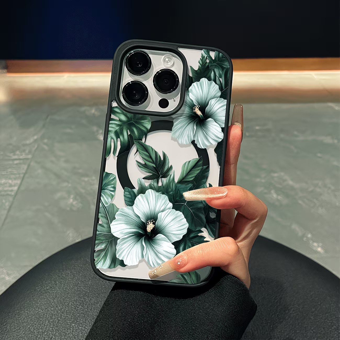 Phone Accessories Magnetic - Yeşil Çiçek Desenli Telefon Kılıfı iPhone